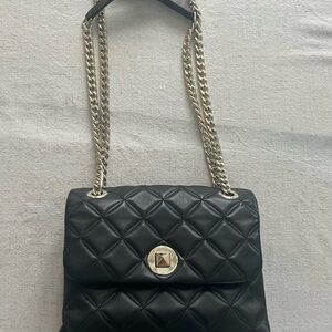 Kate Spade Black Quilted Convertible Crossbody & Shoulder Bag Gold Chain